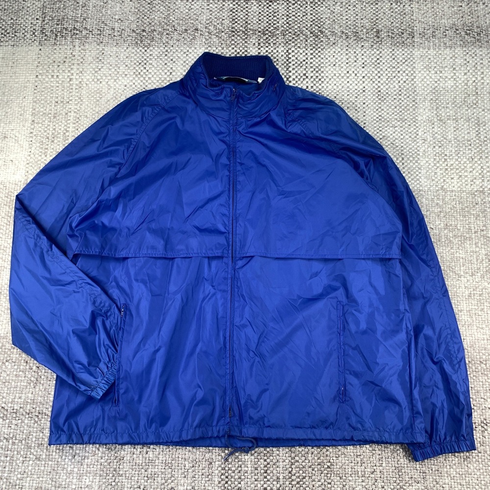 Woolrich Teton Group Windbreaker Jacket Mens XL Royal Blue Full Zip 4120 Vintage